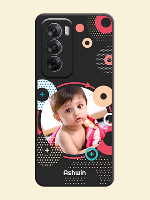 Multicoloured Round Image On Space Black Custom Soft Matte Mobile Back Cover - Oppo Reno 12 5G