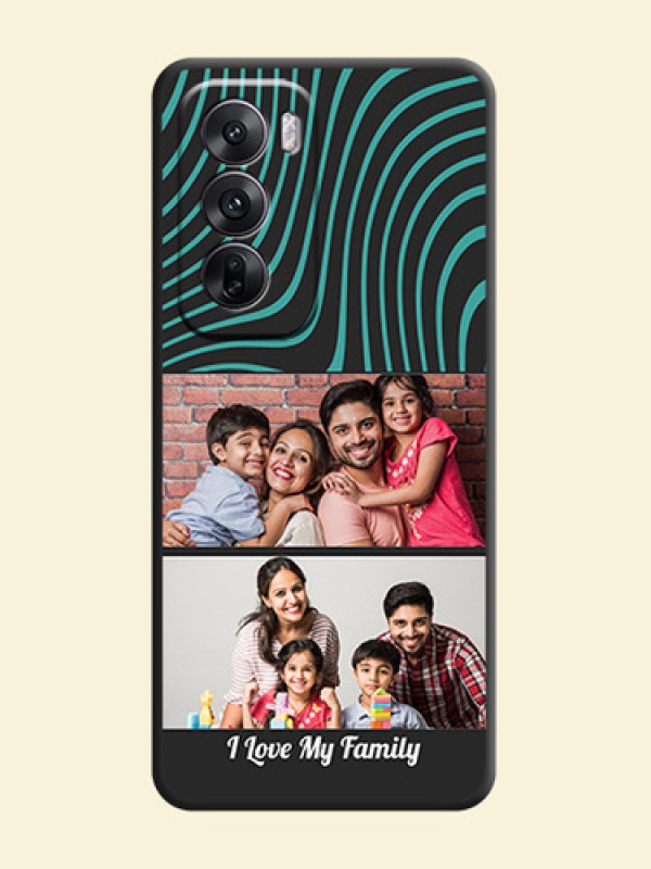 Wave Pattern with 2 Image Holder On Space Black Custom Soft Matte Mobile Back Cover - Oppo Reno 12 5G