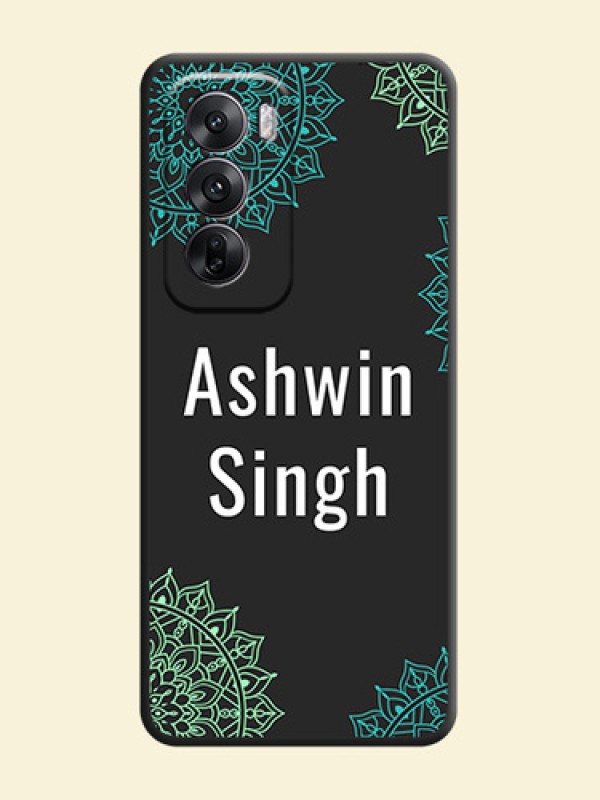 Your Name with Floral Design On Space Black Custom Soft Matte Mobile Back Cover - Oppo Reno 12 5G