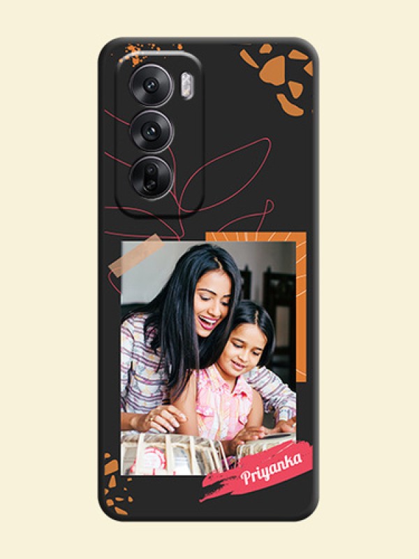 Orange Photo Frame On Space Black Custom Soft Matte Mobile Back Cover - Oppo Reno 12 5G