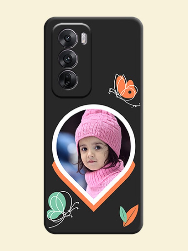 Upload Pic With Simple Butterly Design On Space Black Custom Soft Matte Mobile Back Cover - Oppo Reno 12 5G