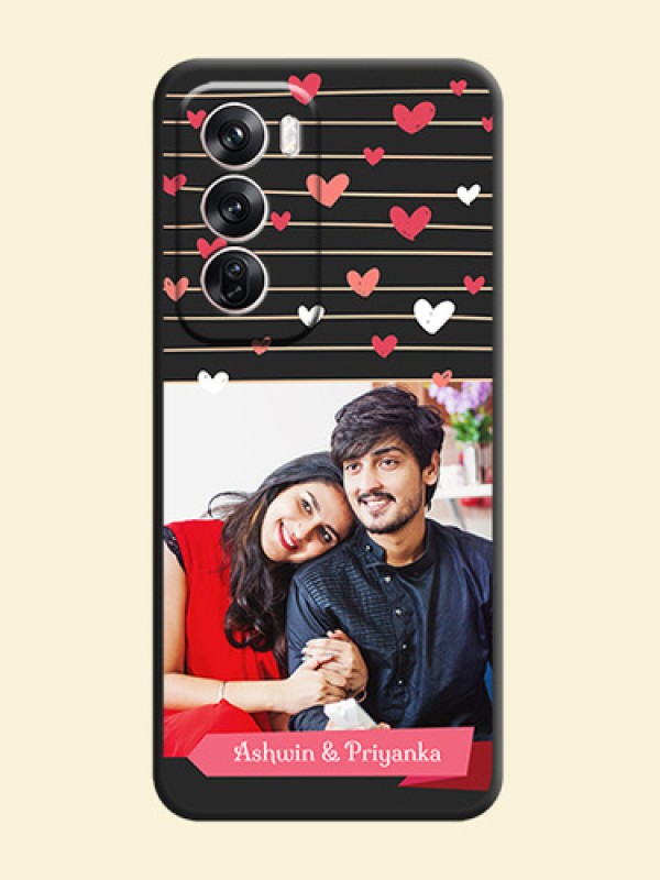 Love Pattern with Name on Pink Ribbon on Photo On Space Black Custom Soft Matte Mobile Back Cover - Oppo Reno 12 Pro 5G