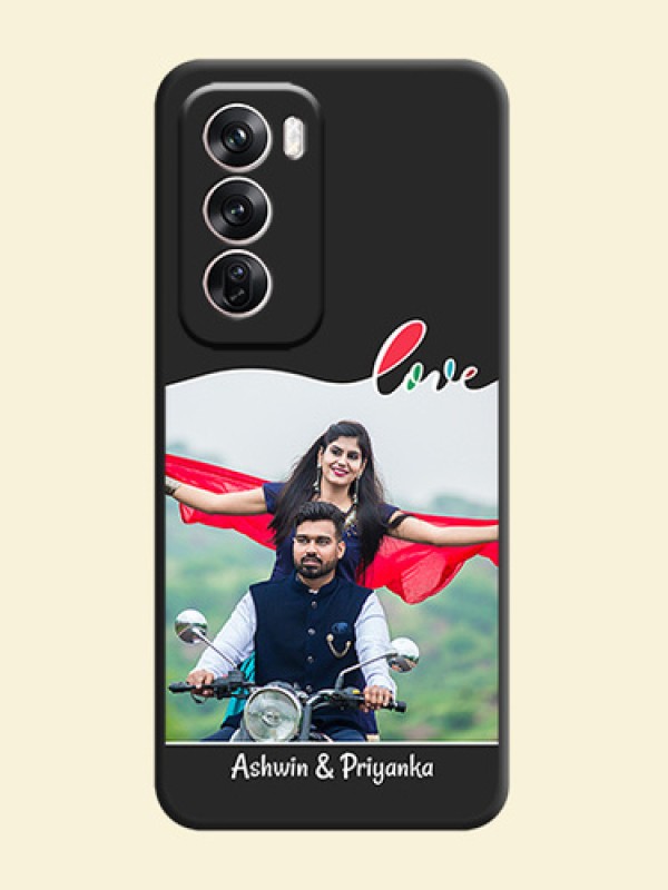 Fall in Love Pattern with Picture on Photo On Space Black Custom Soft Matte Mobile Back Cover - Oppo Reno 12 Pro 5G