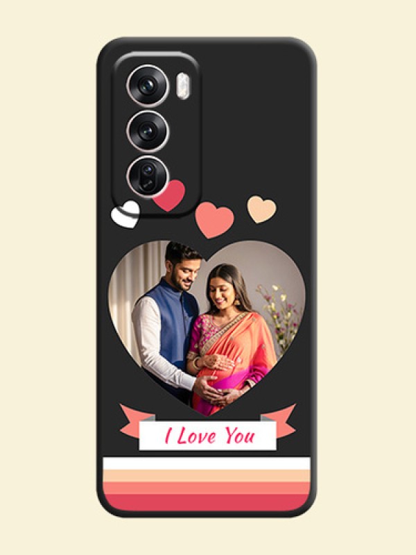 Love Shaped Photo with Colorful Stripes On Space Black Custom Soft Matte Mobile Back Cover - Oppo Reno 12 Pro 5G