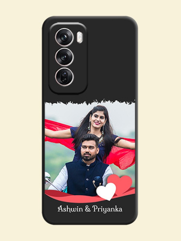 Pin Color Love Shaped Ribbon Design with Text On Space Black Custom Soft Matte Mobile Back Cover - Oppo Reno 12 Pro 5G