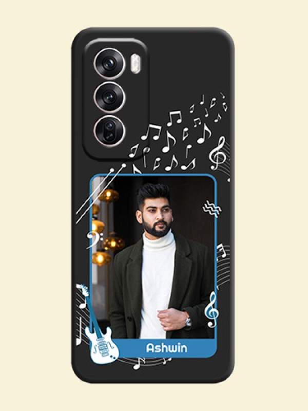Musical Theme Design with Text on Photo On Space Black Custom Soft Matte Mobile Back Cover - Oppo Reno 12 Pro 5G