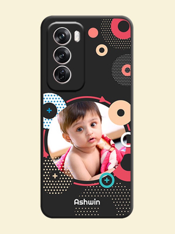 Multicoloured Round Image On Space Black Custom Soft Matte Mobile Back Cover - Oppo Reno 12 Pro 5G