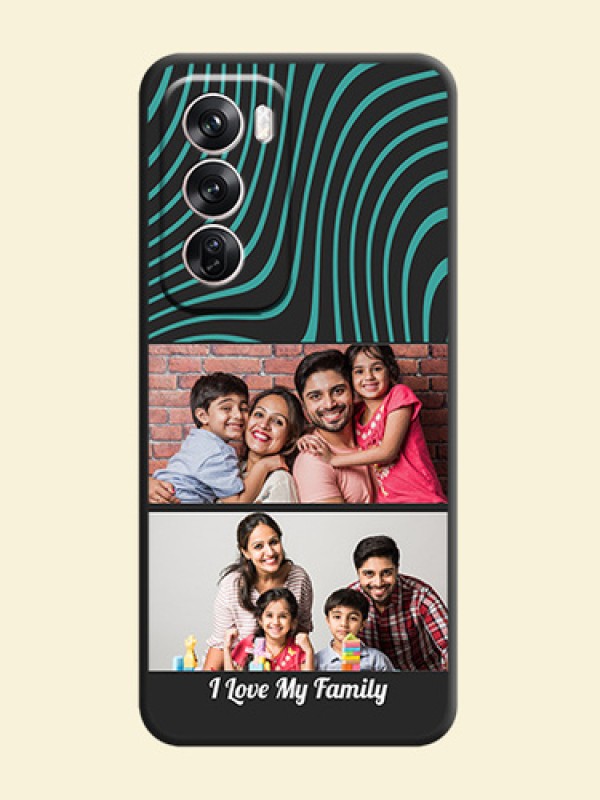 Wave Pattern with 2 Image Holder On Space Black Custom Soft Matte Mobile Back Cover - Oppo Reno 12 Pro 5G