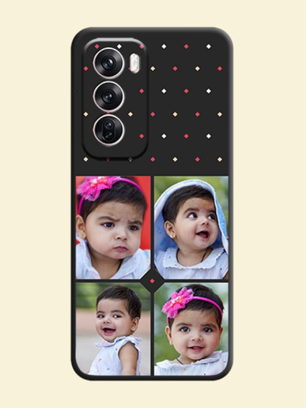 Multicolor Dotted Pattern with 4 Image Holder On Space Black Custom Soft Matte Mobile Back Cover - Oppo Reno 12 Pro 5G