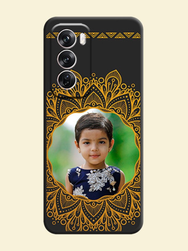 Round Image with Floral Design On Space Black Custom Soft Matte Mobile Back Cover - Oppo Reno 12 Pro 5G