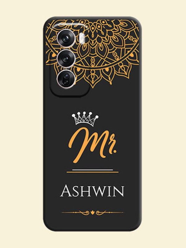 Mr Name with Floral Design On Space Black Custom Soft Matte Mobile Back Cover - Oppo Reno 12 Pro 5G