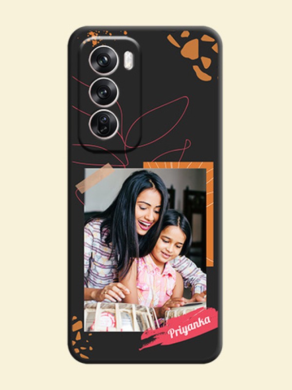Orange Photo Frame On Space Black Custom Soft Matte Mobile Back Cover - Oppo Reno 12 Pro 5G