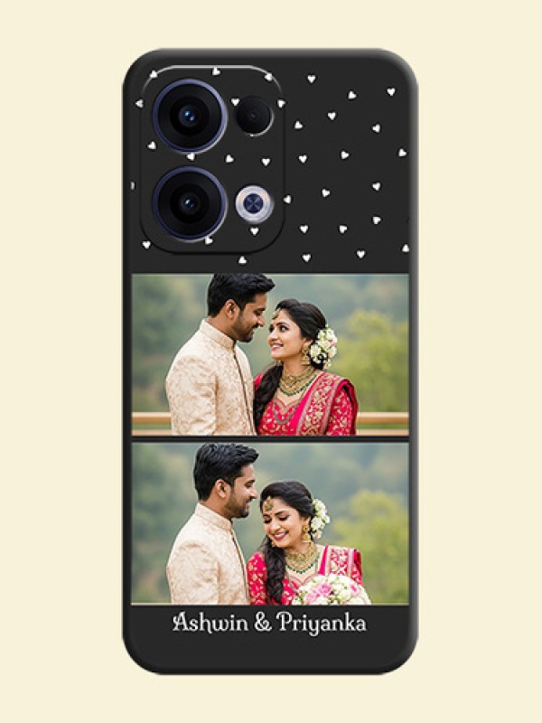 Miniature Love Symbols with Name On Space Black Custom Soft Matte Mobile Back Cover - Oppo Reno 13 5G