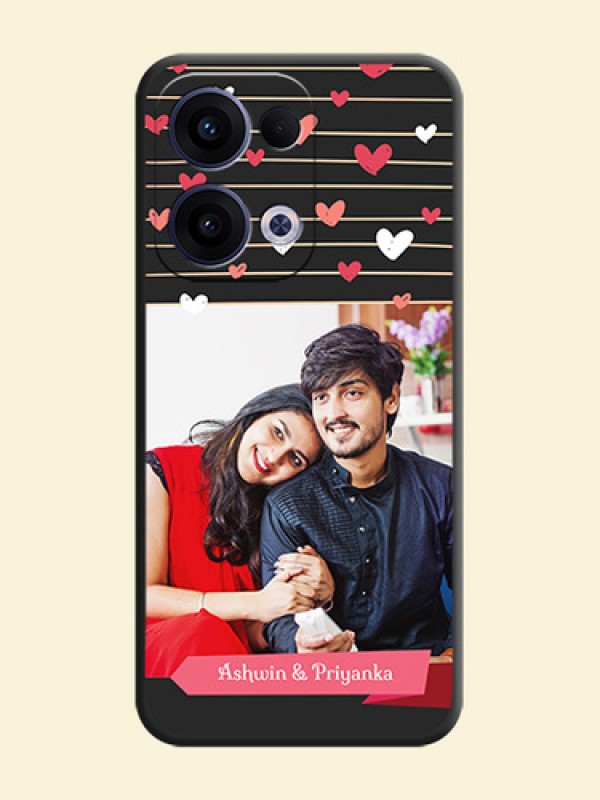 Love Pattern with Name on Pink Ribbon on Photo On Space Black Custom Soft Matte Mobile Back Cover - Oppo Reno 13 5G