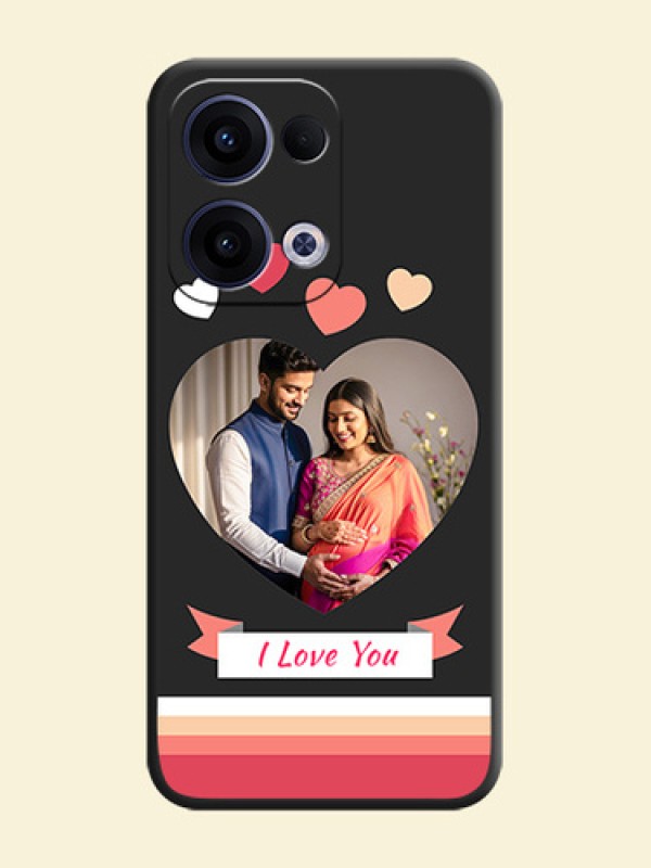Love Shaped Photo with Colorful Stripes On Space Black Custom Soft Matte Mobile Back Cover - Oppo Reno 13 5G