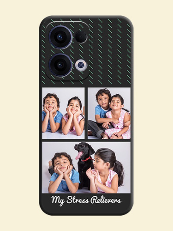 Cross Dotted Pattern with 2 Image Holder On Space Black Custom Soft Matte Mobile Back Cover - Oppo Reno 13 5G
