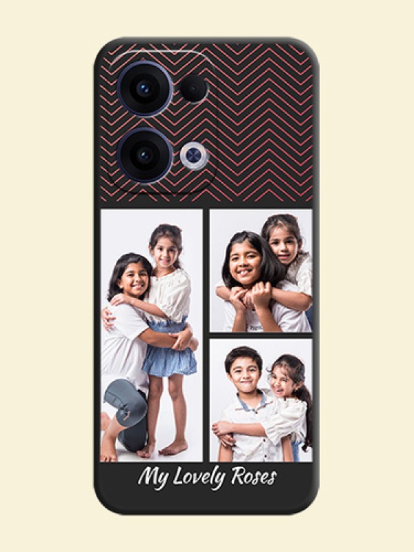 Wave Pattern with 3 Image Holder On Space Black Custom Soft Matte Mobile Back Cover - Oppo Reno 13 5G