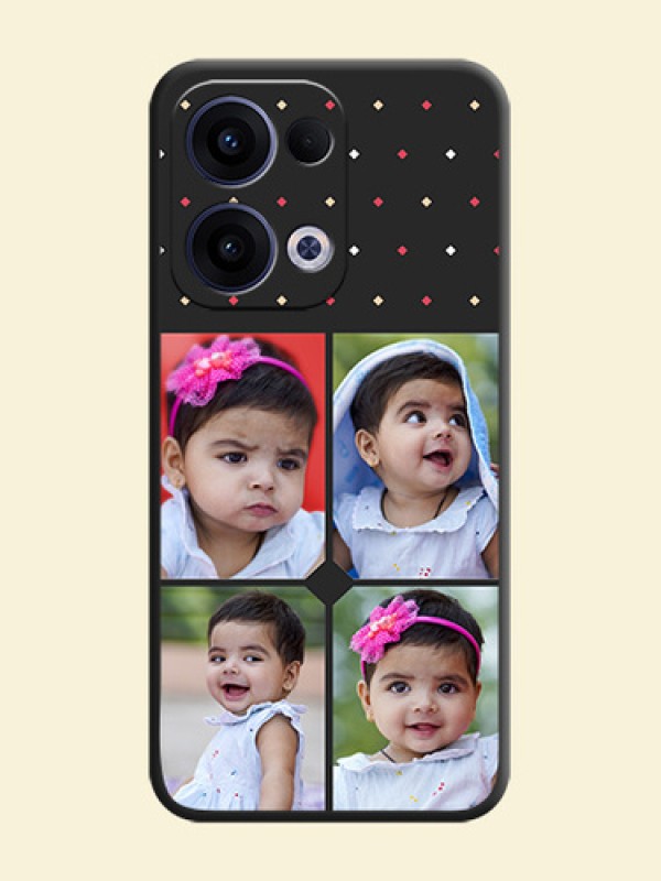 Multicolor Dotted Pattern with 4 Image Holder On Space Black Custom Soft Matte Mobile Back Cover - Oppo Reno 13 5G