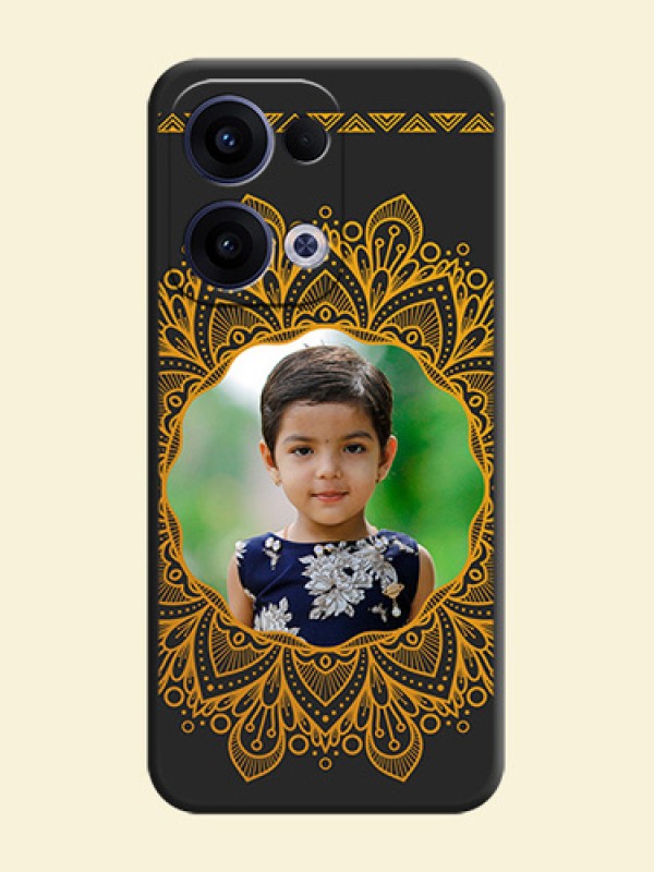 Round Image with Floral Design On Space Black Custom Soft Matte Mobile Back Cover - Oppo Reno 13 5G