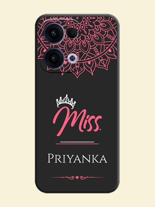 Mrs Name with Floral Design On Space Black Custom Soft Matte Mobile Back Cover - Oppo Reno 13 5G