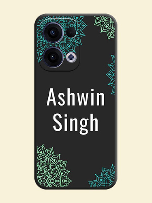 Your Name with Floral Design On Space Black Custom Soft Matte Mobile Back Cover - Oppo Reno 13 5G
