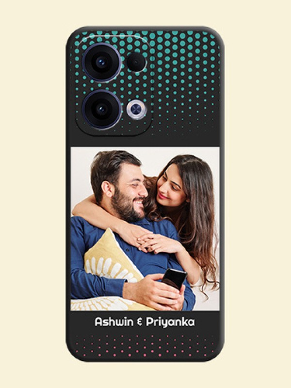 Faded Dots with Grunge Photo Frame and Text On Space Black Custom Soft Matte Mobile Back Cover - Oppo Reno 13 5G
