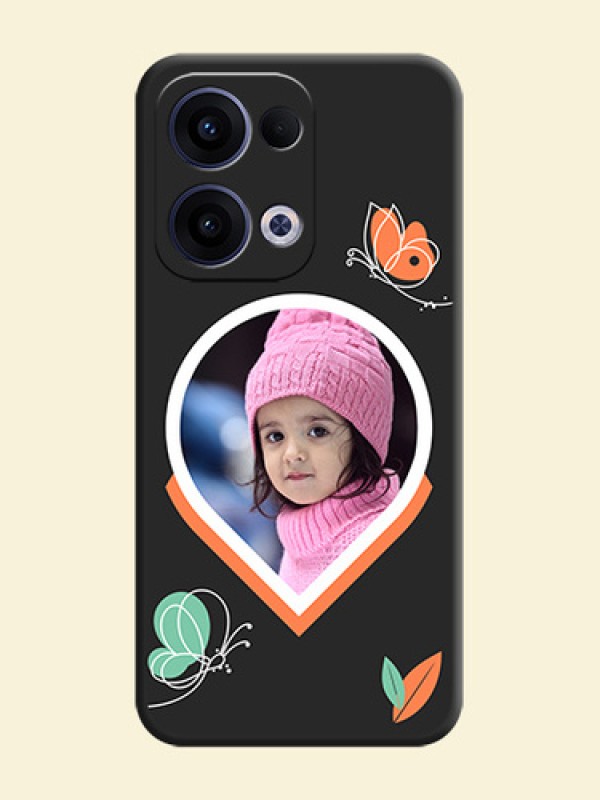 Upload Pic With Simple Butterly Design On Space Black Custom Soft Matte Mobile Back Cover - Oppo Reno 13 5G