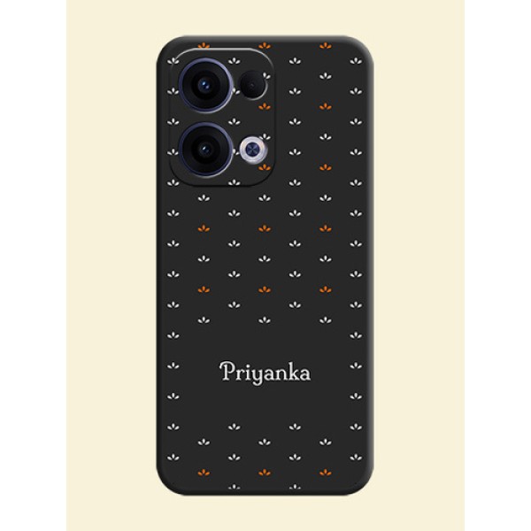 Simple Pattern With Custom Text On Space Black Custom Soft Matte Mobile Back Cover - Oppo Reno 13 5G