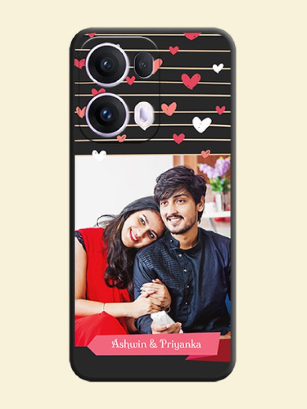 Love Pattern with Name on Pink Ribbon on Photo On Space Black Custom Soft Matte Mobile Back Cover - Oppo Reno 13 Pro 5G