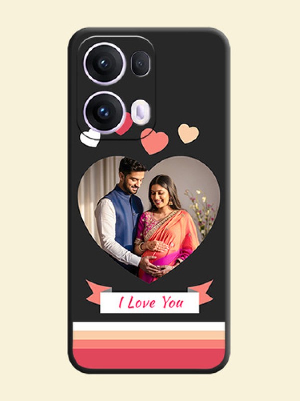 Love Shaped Photo with Colorful Stripes On Space Black Custom Soft Matte Mobile Back Cover - Oppo Reno 13 Pro 5G