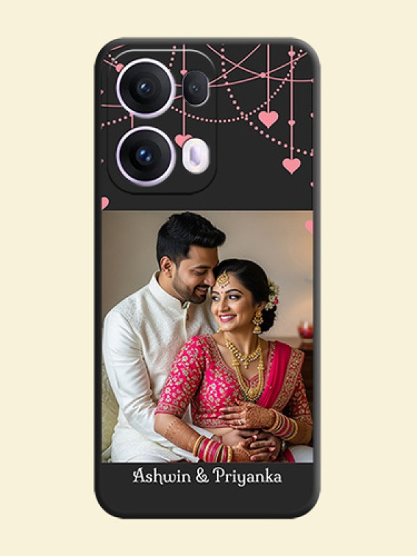 Pink Love Hangings with Text On Space Black Custom Soft Matte Mobile Back Cover - Oppo Reno 13 Pro 5G
