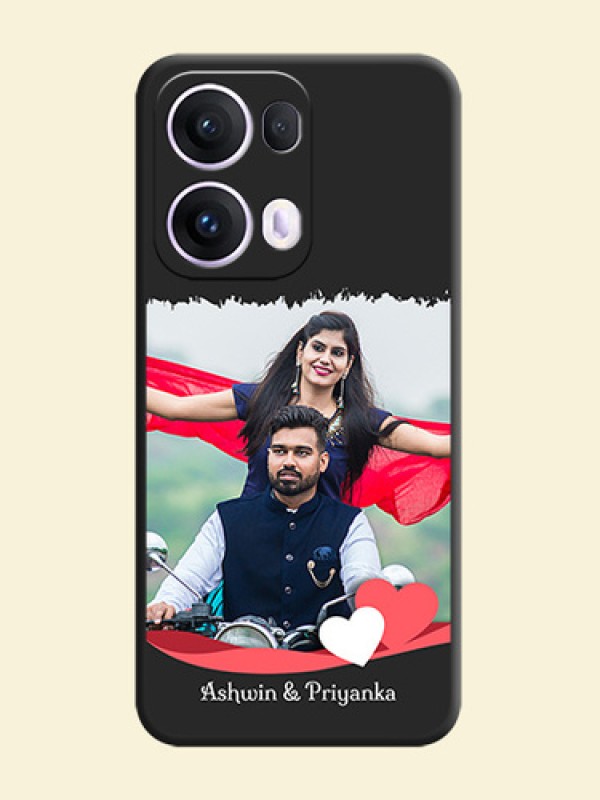 Pin Color Love Shaped Ribbon Design with Text On Space Black Custom Soft Matte Mobile Back Cover - Oppo Reno 13 Pro 5G