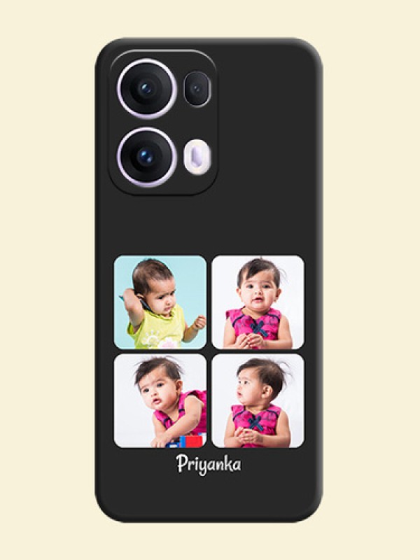 Floral Art with 6 Image Holder on Photo On Space Black Custom Soft Matte Mobile Back Cover - Oppo Reno 13 Pro 5G