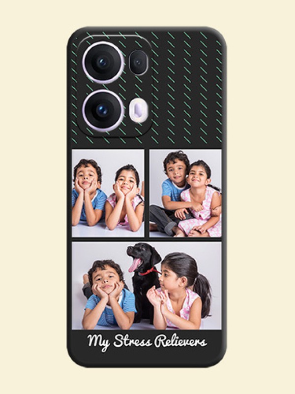 Cross Dotted Pattern with 2 Image Holder On Space Black Custom Soft Matte Mobile Back Cover - Oppo Reno 13 Pro 5G