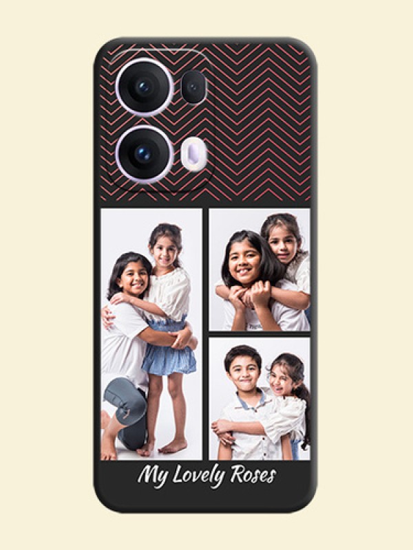 Wave Pattern with 3 Image Holder On Space Black Custom Soft Matte Mobile Back Cover - Oppo Reno 13 Pro 5G