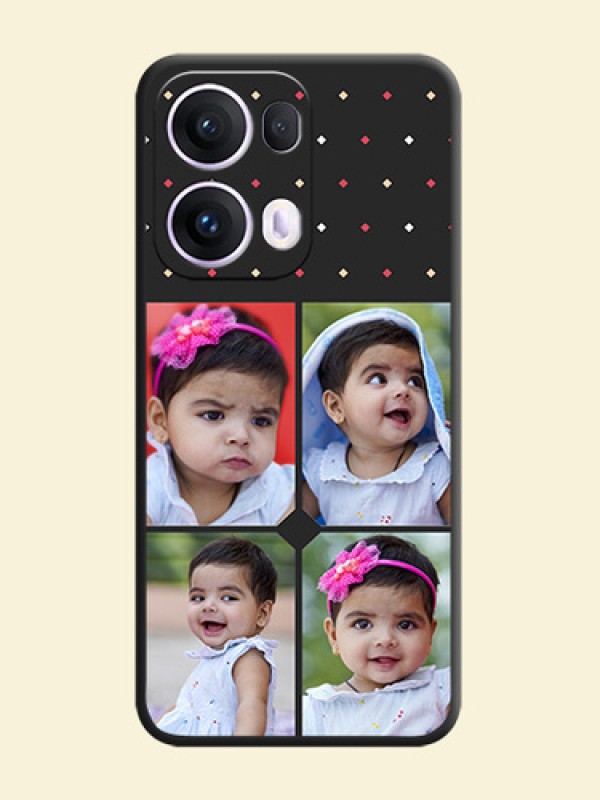 Multicolor Dotted Pattern with 4 Image Holder On Space Black Custom Soft Matte Mobile Back Cover - Oppo Reno 13 Pro 5G