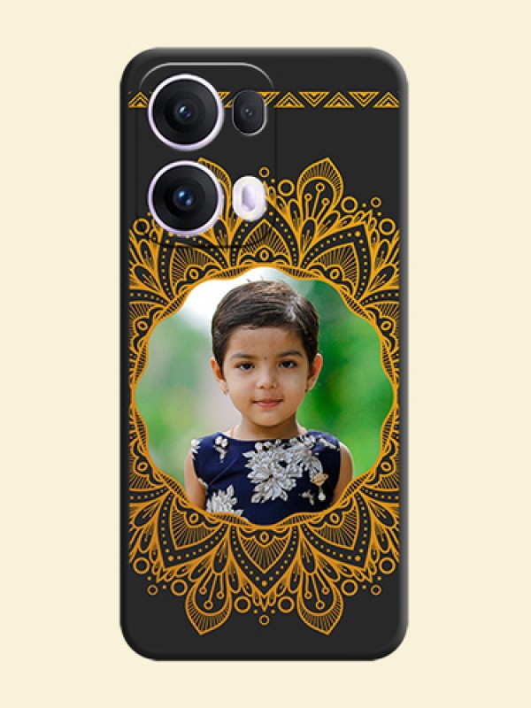 Round Image with Floral Design On Space Black Custom Soft Matte Mobile Back Cover - Oppo Reno 13 Pro 5G