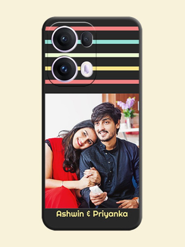 Color Stripes with Photo and Text on Photo On Space Black Custom Soft Matte Mobile Back Cover - Oppo Reno 13 Pro 5G