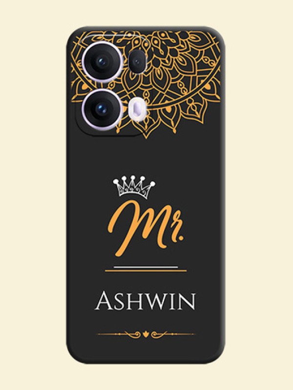 Mr Name with Floral Design On Space Black Custom Soft Matte Mobile Back Cover - Oppo Reno 13 Pro 5G