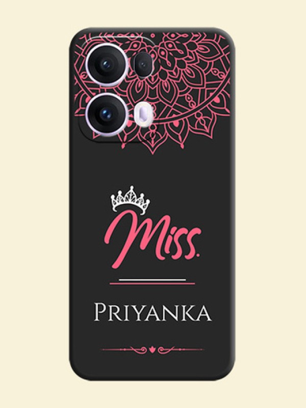 Mrs Name with Floral Design On Space Black Custom Soft Matte Mobile Back Cover - Oppo Reno 13 Pro 5G