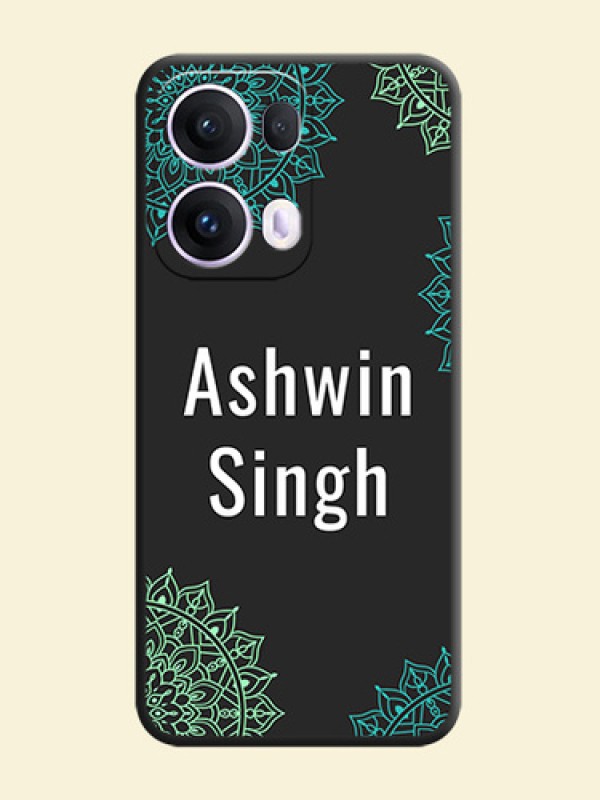 Your Name with Floral Design On Space Black Custom Soft Matte Mobile Back Cover - Oppo Reno 13 Pro 5G