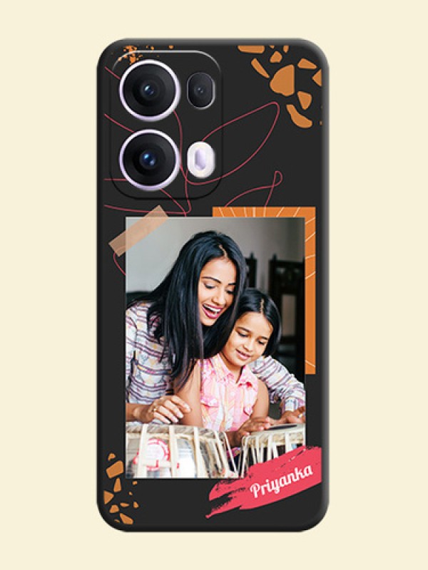 Orange Photo Frame On Space Black Custom Soft Matte Mobile Back Cover - Oppo Reno 13 Pro 5G