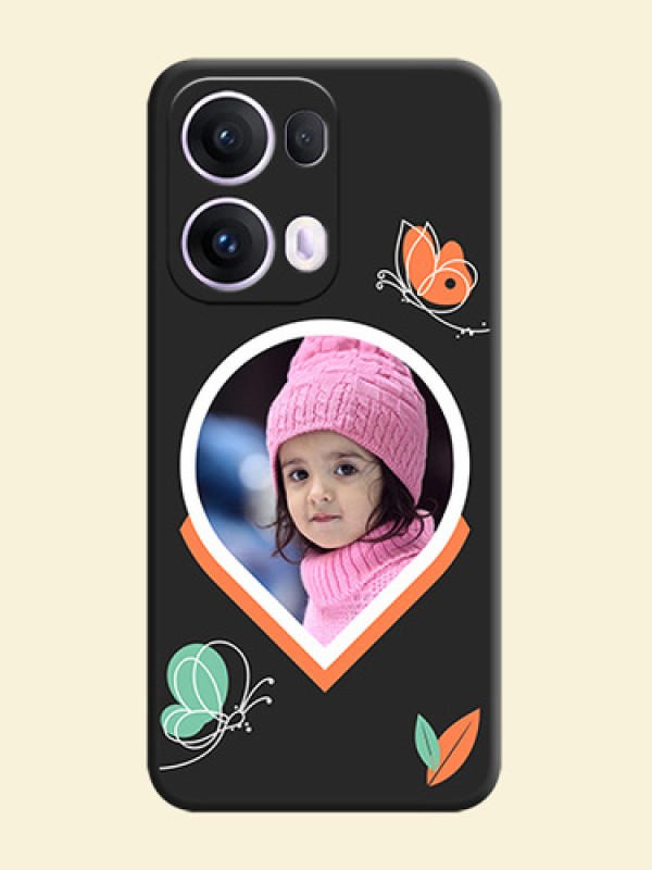 Upload Pic With Simple Butterly Design On Space Black Custom Soft Matte Mobile Back Cover - Oppo Reno 13 Pro 5G