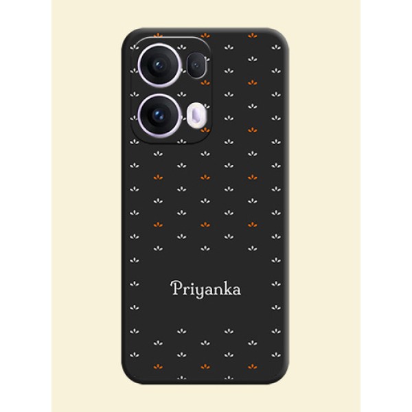 Simple Pattern With Custom Text On Space Black Custom Soft Matte Mobile Back Cover - Oppo Reno 13 Pro 5G