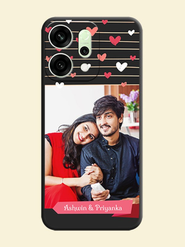 Love Pattern with Name on Pink Ribbon on Photo On Space Black Custom Soft Matte Mobile Back Cover - Oppo Reno 14 5G
