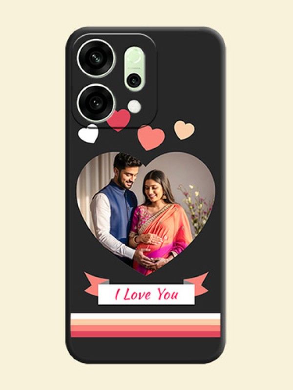 Love Shaped Photo with Colorful Stripes On Space Black Custom Soft Matte Mobile Back Cover - Oppo Reno 14 5G