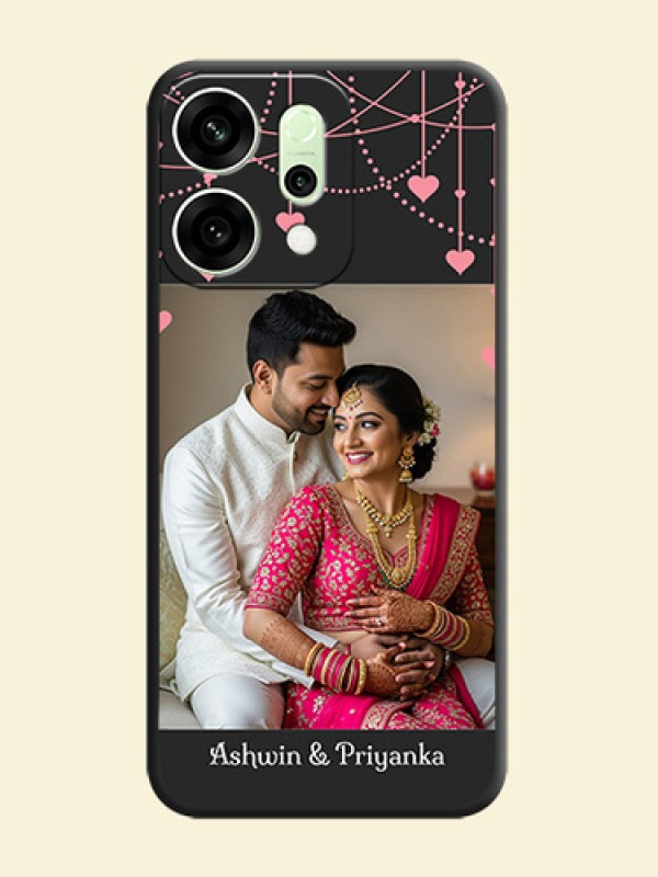 Pink Love Hangings with Text On Space Black Custom Soft Matte Mobile Back Cover - Oppo Reno 14 5G