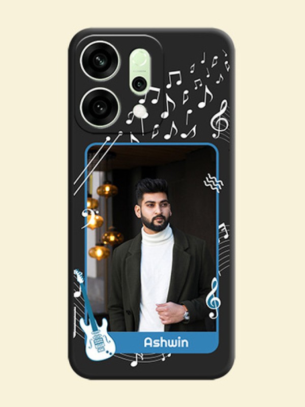 Musical Theme Design with Text on Photo On Space Black Custom Soft Matte Mobile Back Cover - Oppo Reno 14 5G
