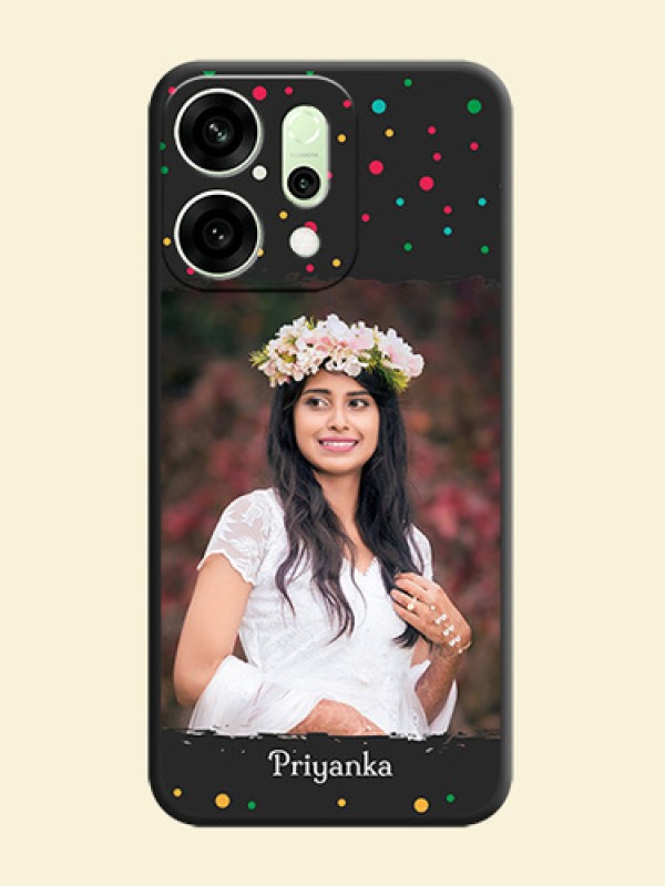 Multicolor Dotted Pattern with Text On Space Black Custom Soft Matte Mobile Back Cover - Oppo Reno 14 5G