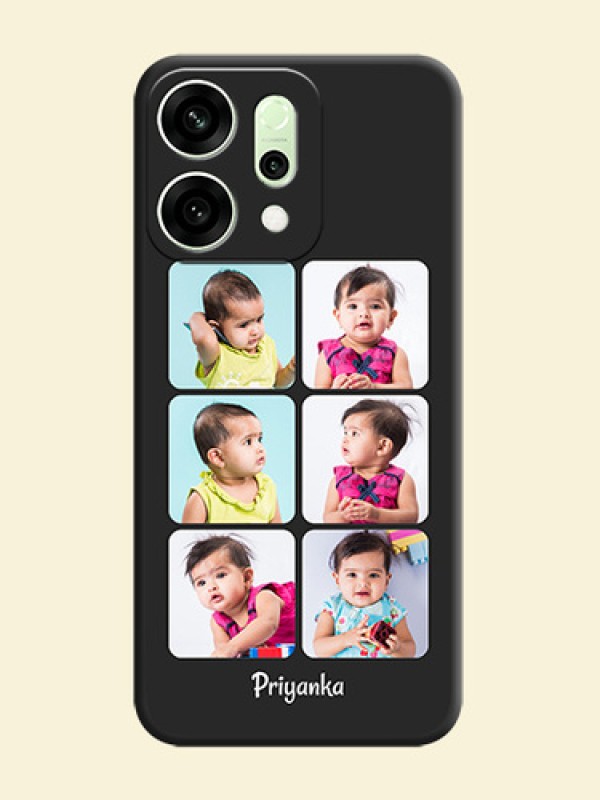 Floral Art with 6 Image Holder on Photo On Space Black Custom Soft Matte Mobile Back Cover - Oppo Reno 14 5G